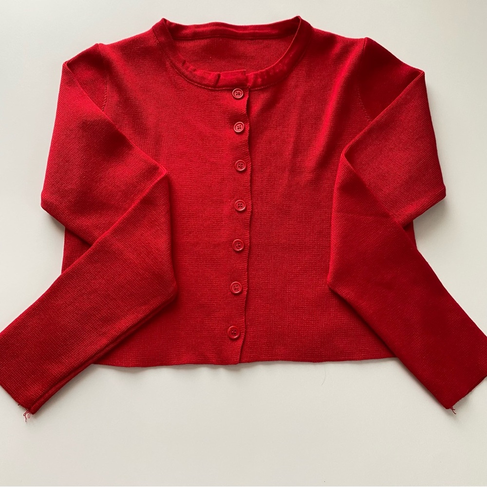 CROPPED CARDIGAN, RED, ONE SIZE, SMALL